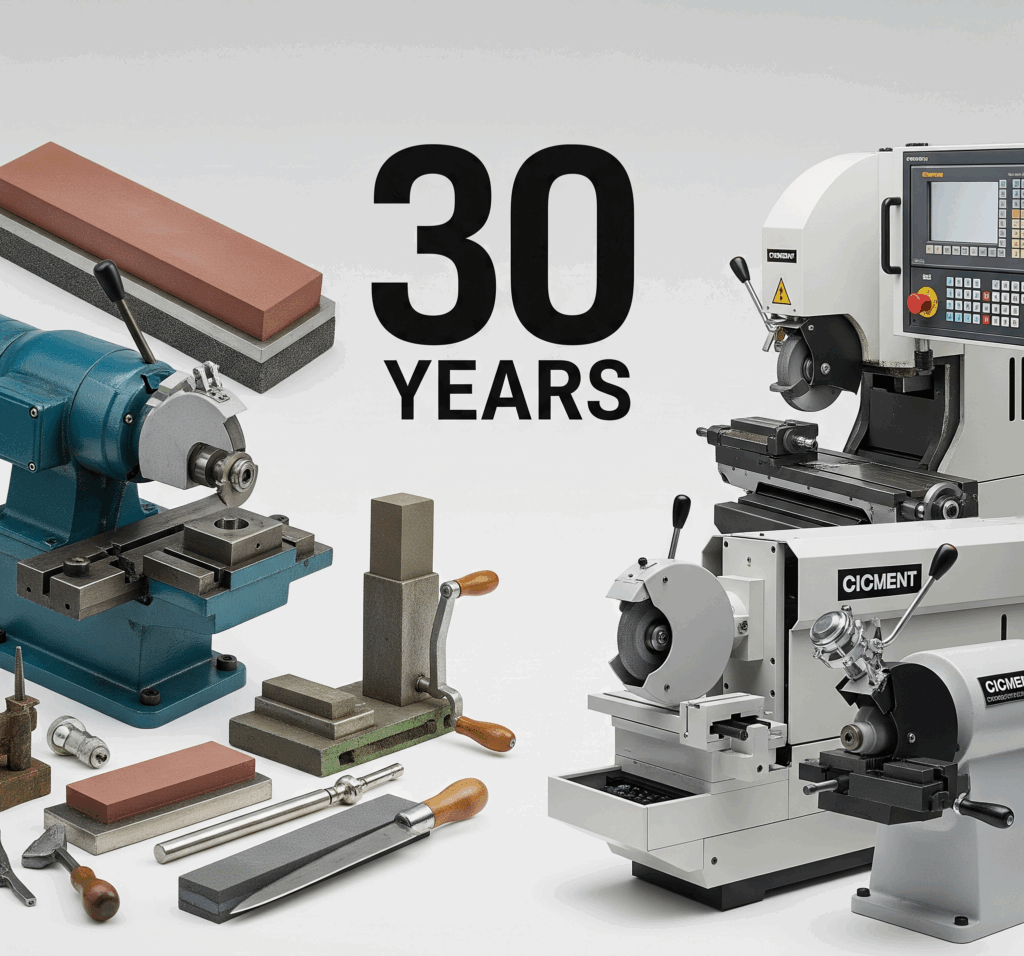 Na zdjęciu widać 30 lat ewolucji narzędzi skrawających